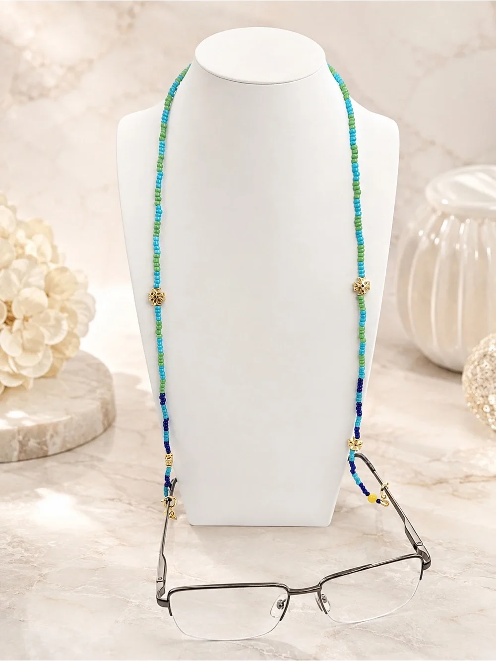 Tory Burch Roxanne Colorful Beaded Necklace or Eyeglass Chain.